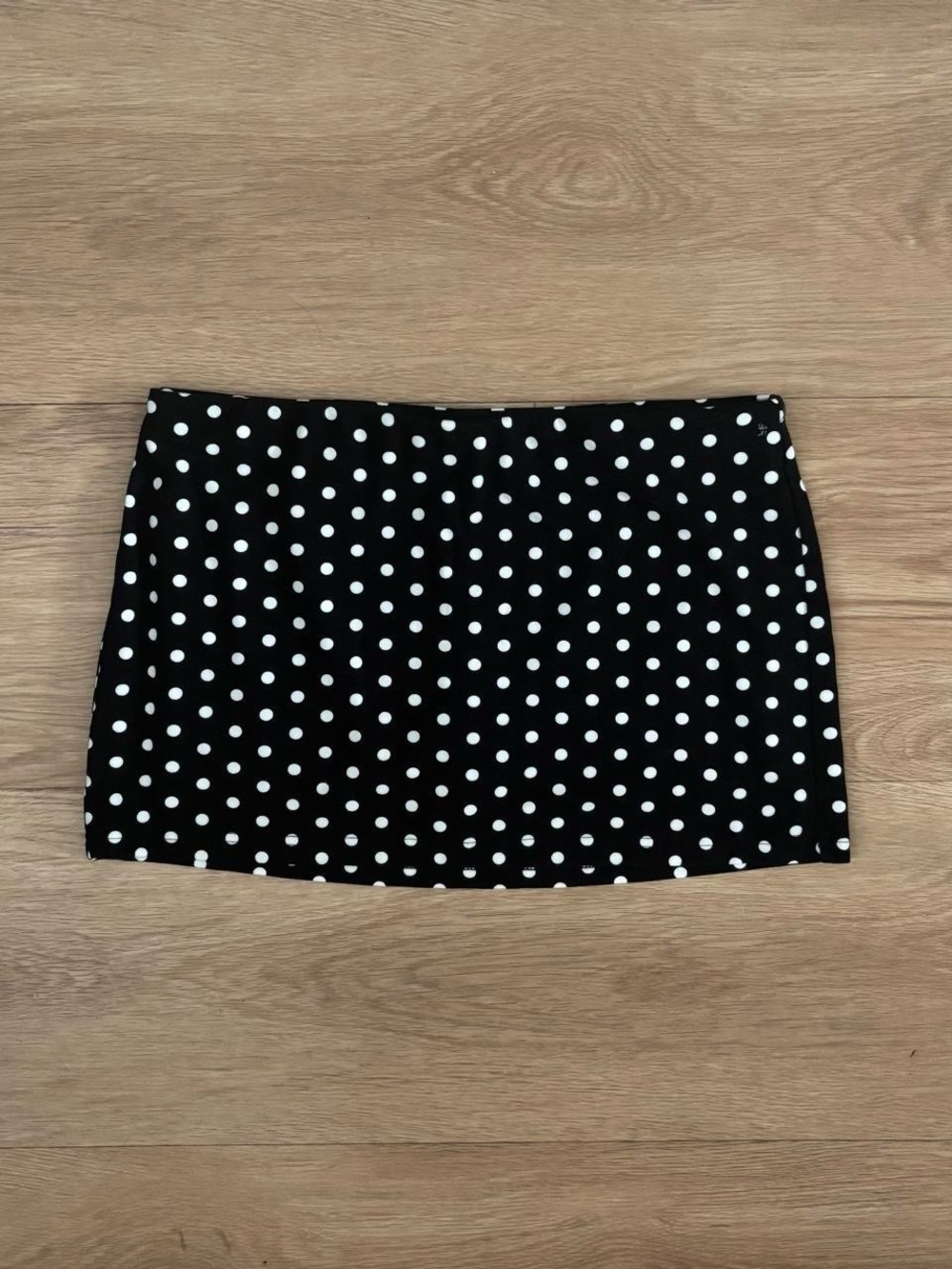 black and white polka dot mini skirt with built in shorts